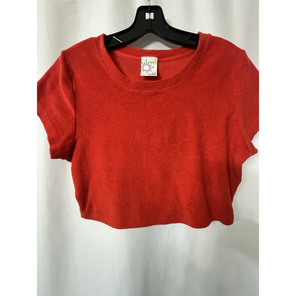 Offline by Aerie T-Shirt Size M Red Summer Lights Cropped Terry J91